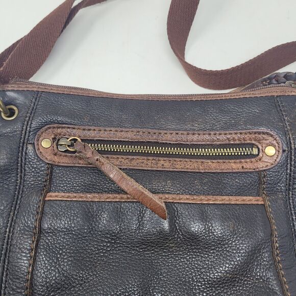 THE SAK Crossbody Purse Soft Leather Coffee Brown Shoulder Bag Pockets Pebbled - Picture 3 of 8